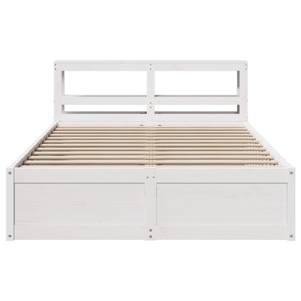 vidaXL Cadru de pat cu tăblie, alb, 120x190 cm, lemn masiv pin vidaXL Cadru de pat cu tăblie, alb, 120x190 cm, lemn masiv pin