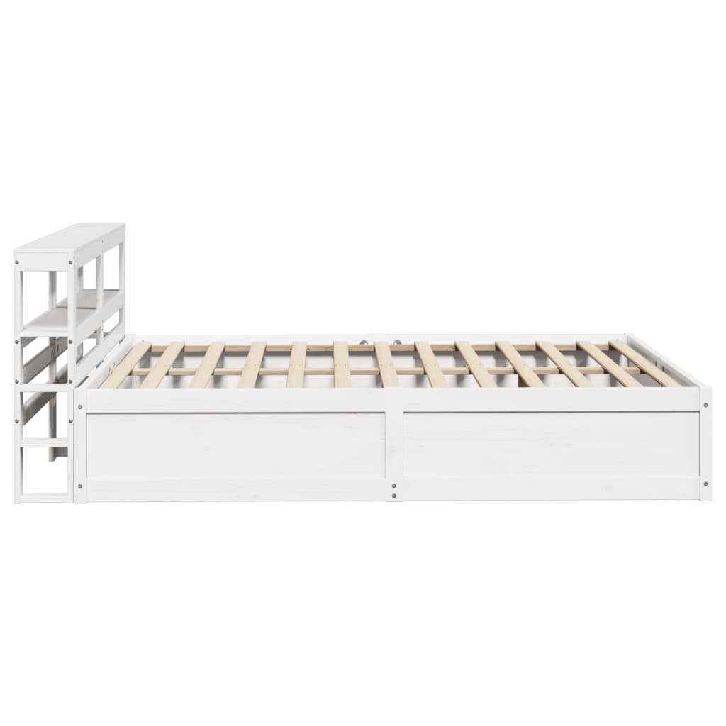 vidaXL Cadru de pat cu tăblie, alb, 120x190 cm, lemn masiv pin vidaXL Cadru de pat cu tăblie, alb, 120x190 cm, lemn masiv pin