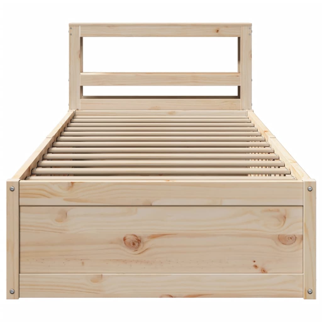 vidaXL Cadru de pat cu tăblie, 90x190 cm, lemn masiv pin vidaXL Cadru de pat cu tăblie, 90x190 cm, lemn masiv pin