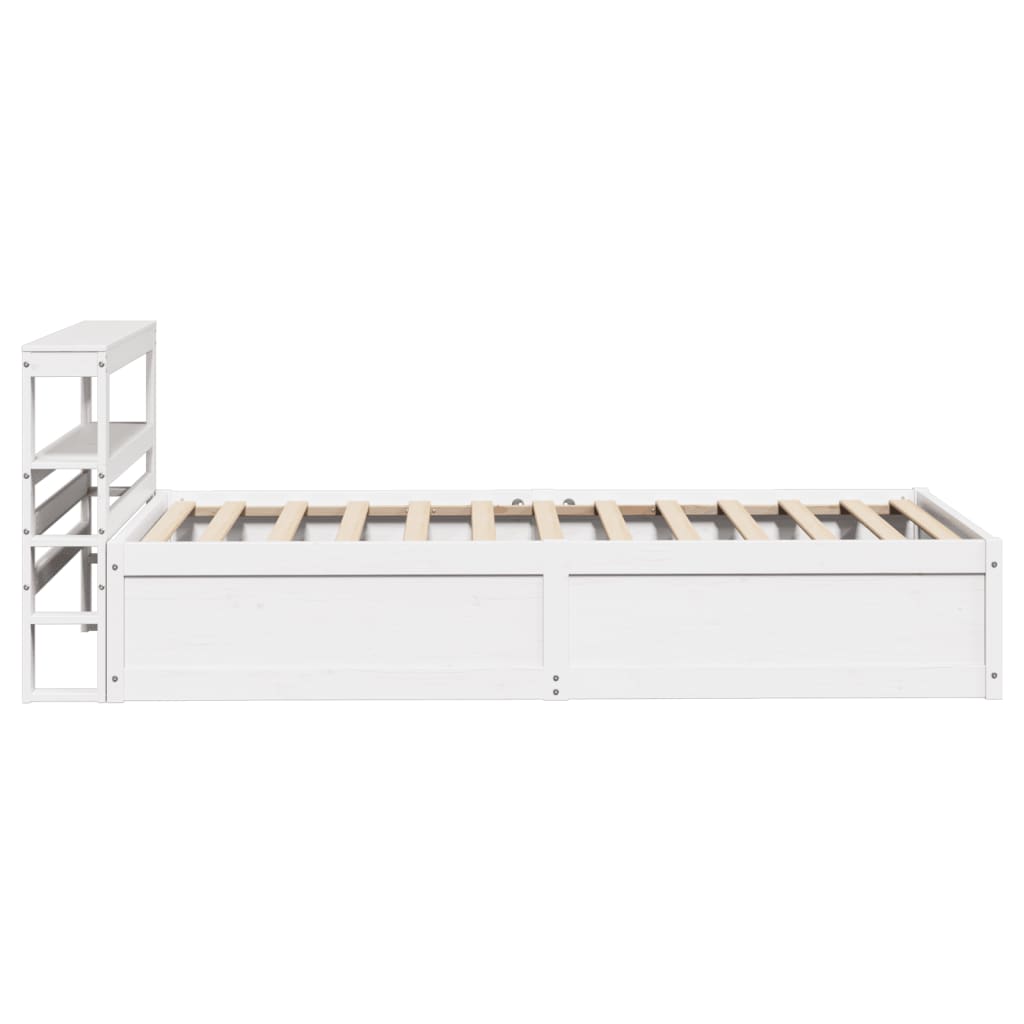 vidaXL Cadru de pat cu tăblie, alb, 75x190 cm, lemn masiv de pin