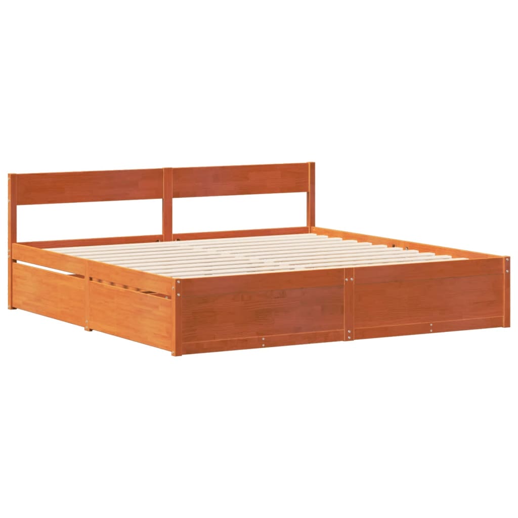 vidaXL Cadru de pat fără saltea, maro ceruit 180x200 cm lemn masiv pin vidaXL Cadru de pat fără saltea, maro ceruit 180x200 cm lemn masiv pin