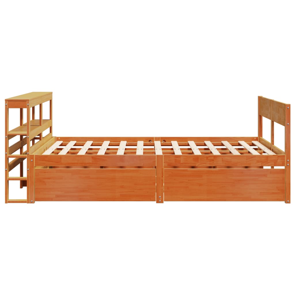 vidaXL Cadru de pat fără saltea, maro ceruit 140x200 cm lemn masiv pin vidaXL Cadru de pat fără saltea, maro ceruit 140x200 cm lemn masiv pin