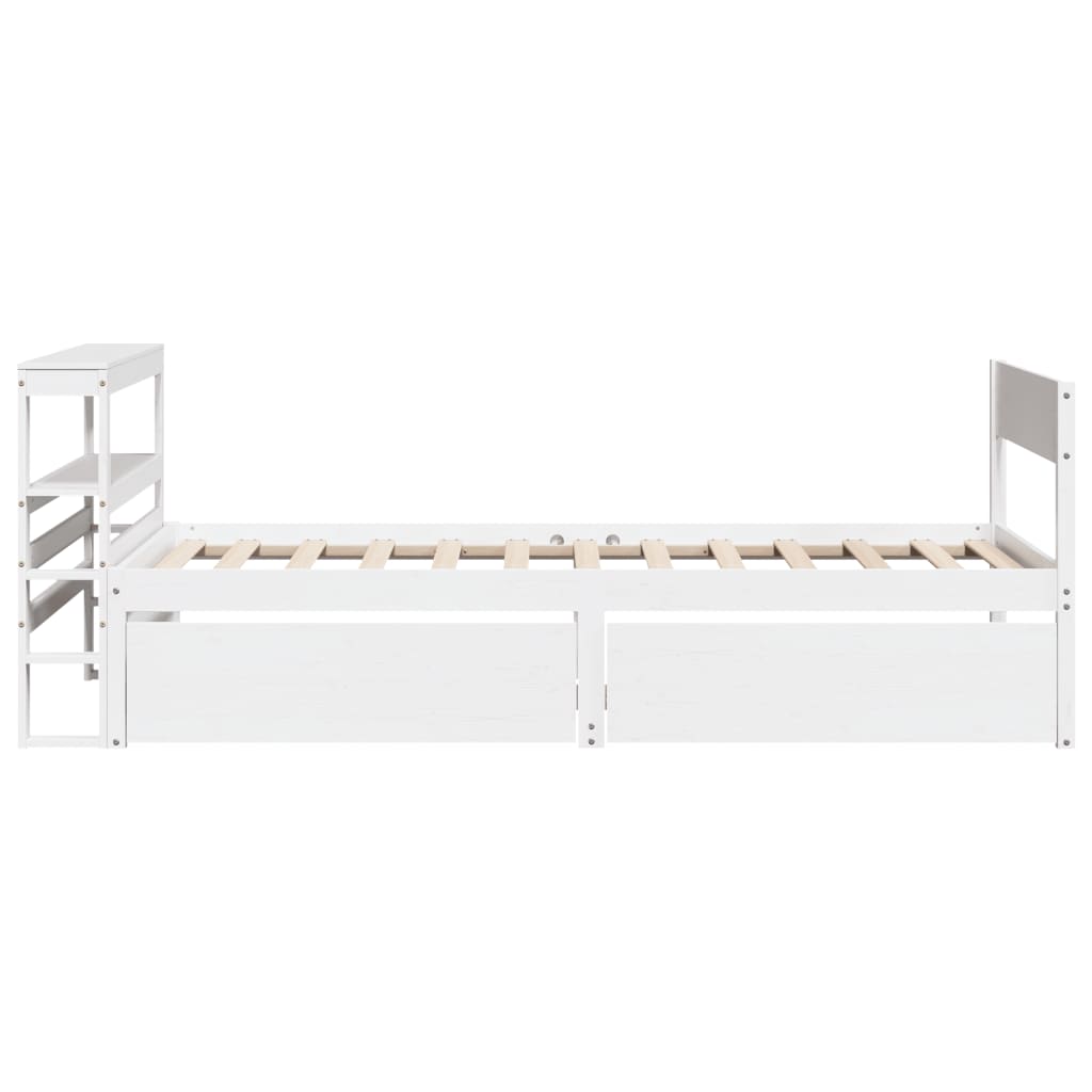 vidaXL Cadru de pat fără saltea, alb, 90x200 cm, lemn masiv pin