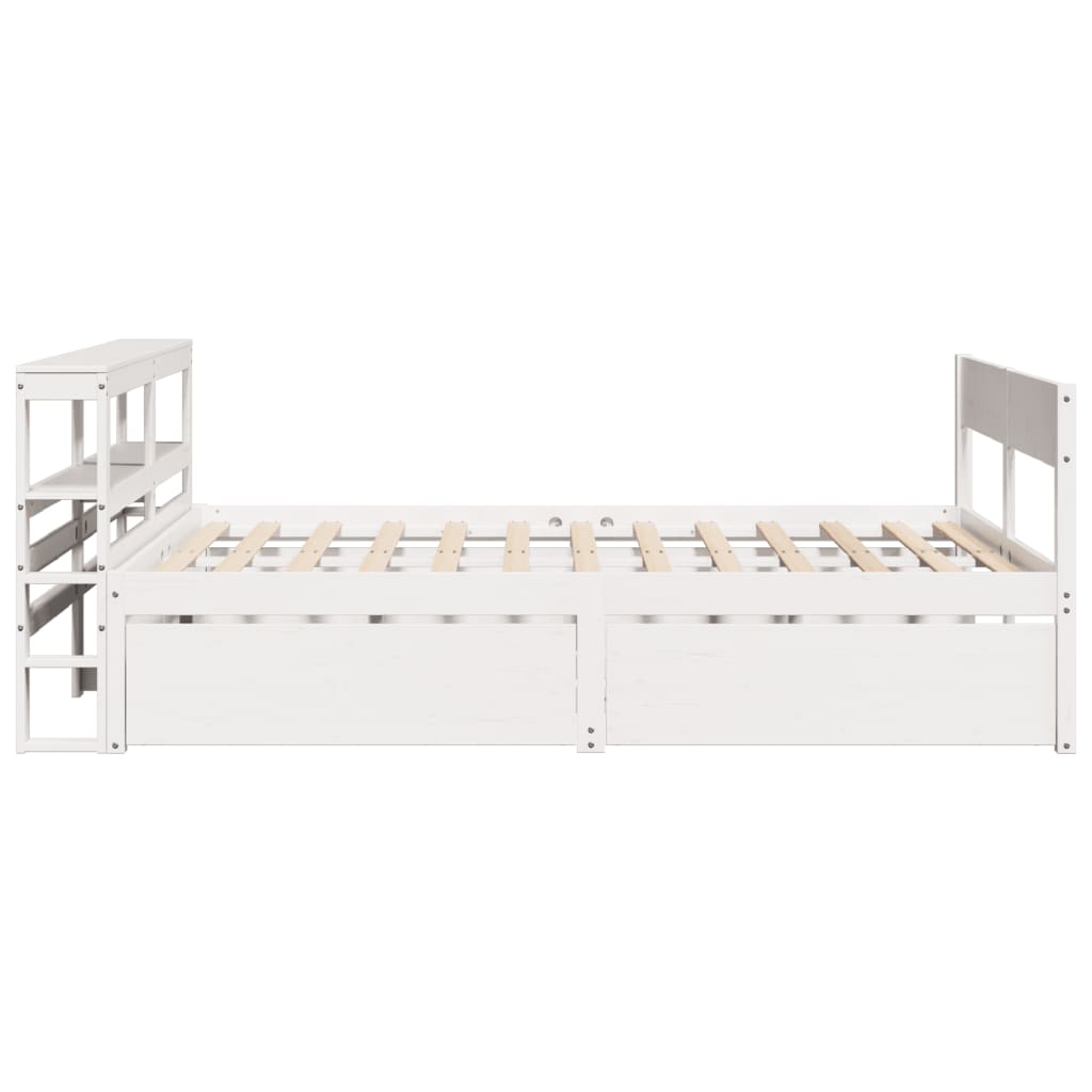 vidaXL Cadru de pat fără saltea, alb, 135x190 cm, lemn masiv de pin vidaXL Cadru de pat fără saltea, alb, 135x190 cm, lemn masiv de pin