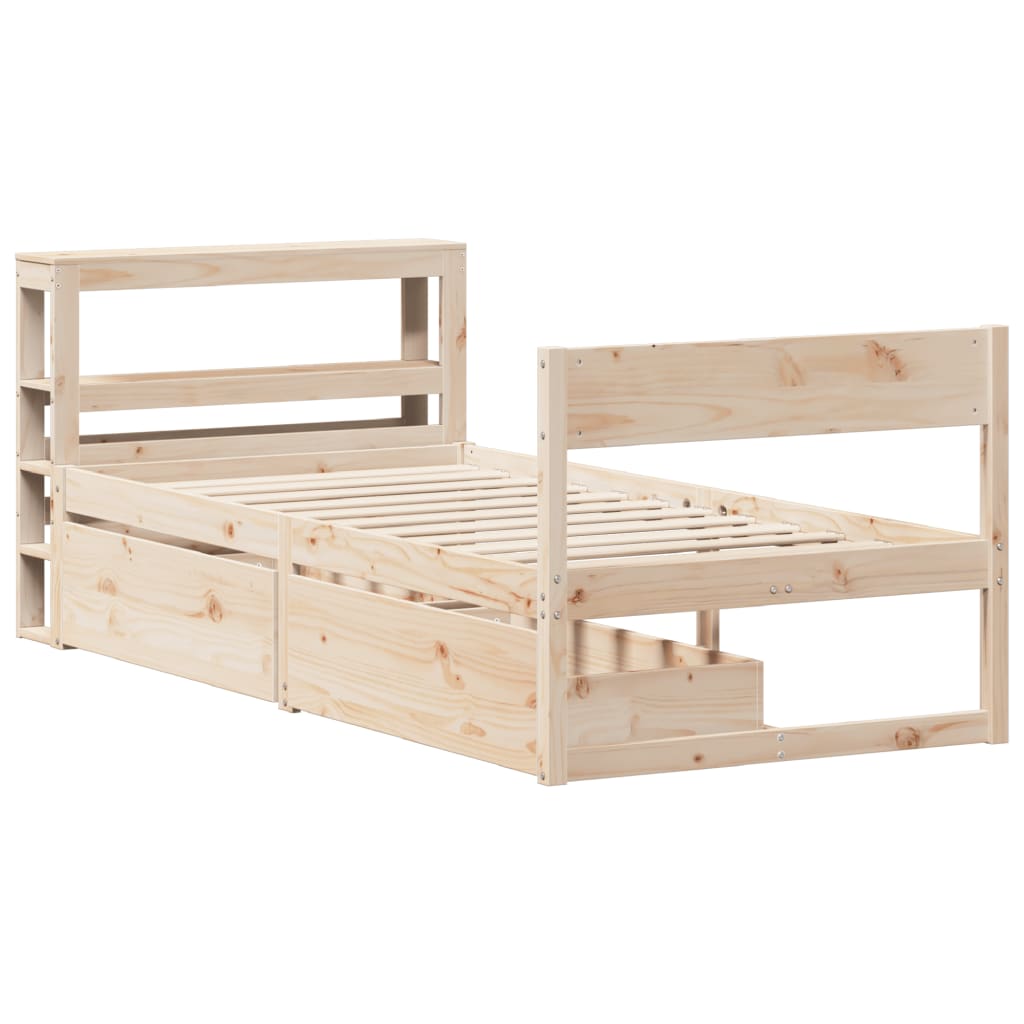 vidaXL Cadru de pat fără saltea, 75x190 cm, lemn masiv de pin