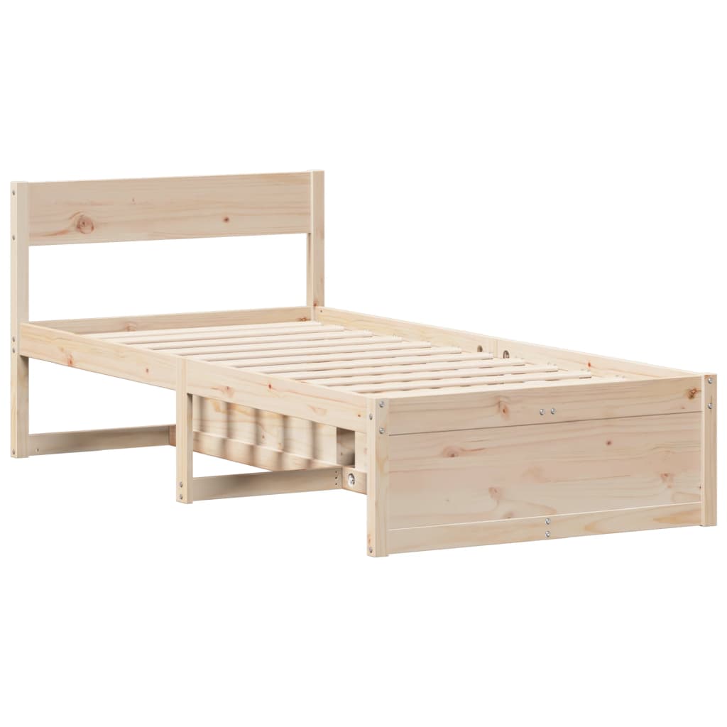 vidaXL Cadru de pat fără saltea, 75x190 cm, lemn masiv de pin