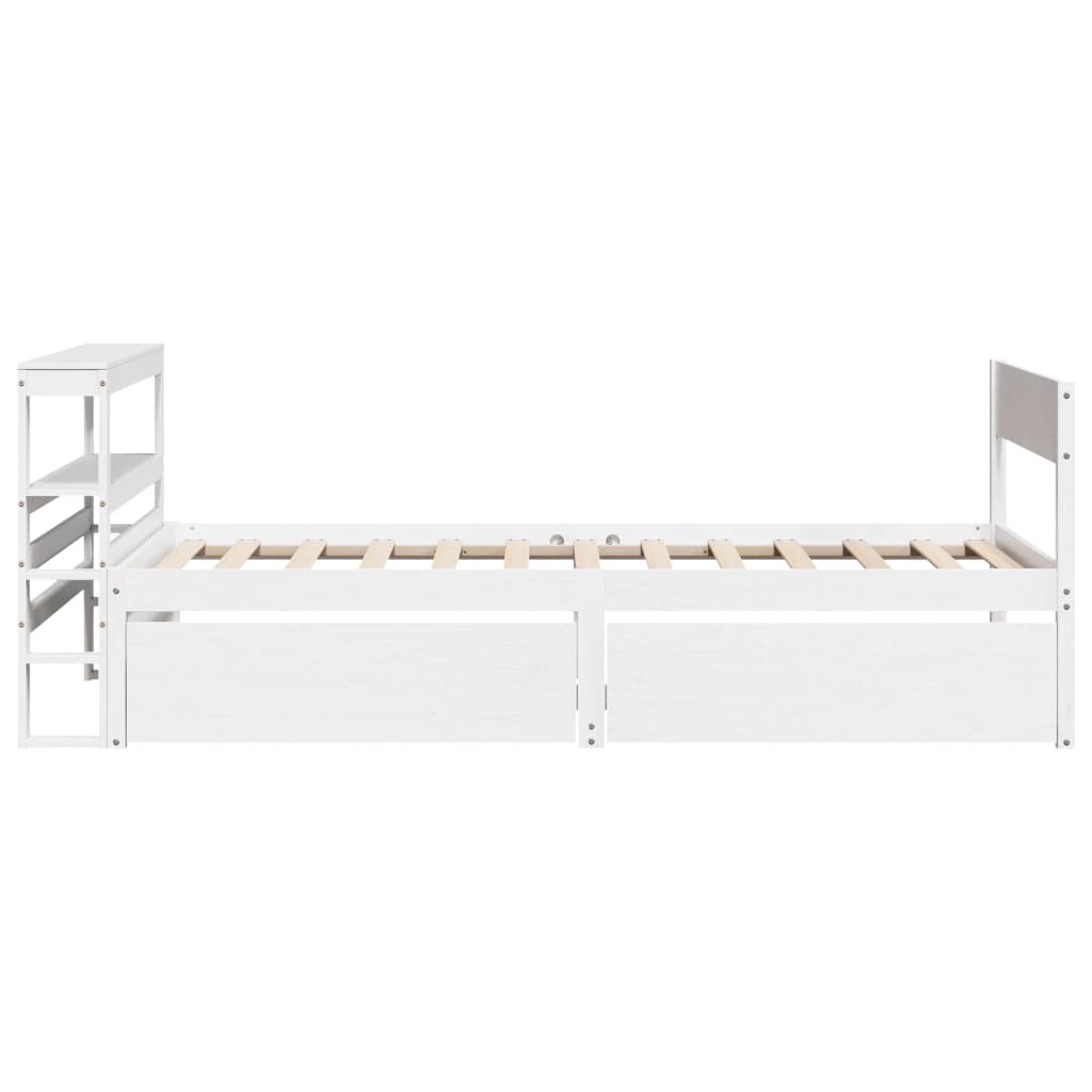 vidaXL Cadru de pat fără saltea, alb, 75x190 cm, lemn masiv de pin