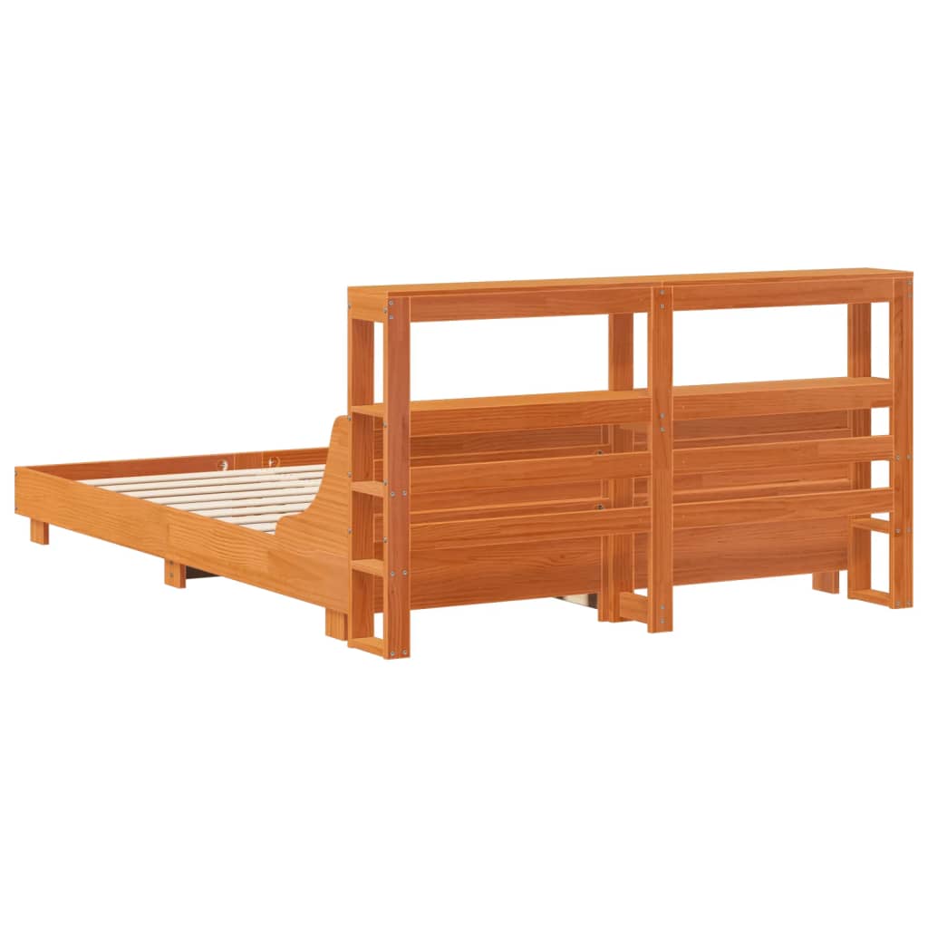 vidaXL Cadru de pat fără saltea, maro ceruit 140x200 cm lemn masiv pin vidaXL Cadru de pat fără saltea, maro ceruit 140x200 cm lemn masiv pin