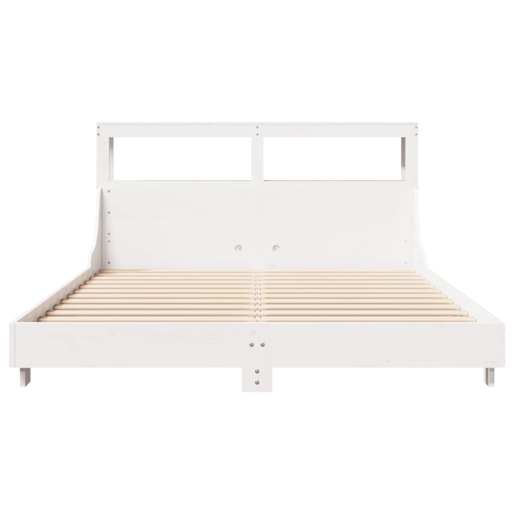 vidaXL Cadru de pat fără saltea, alb, 140x190 cm, lemn masiv de pin