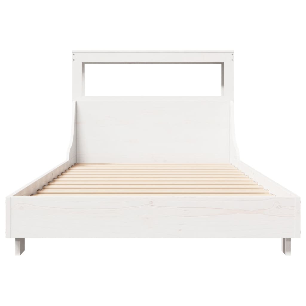 vidaXL Cadru de pat fără saltea, alb, 75x190 cm, lemn masiv de pin