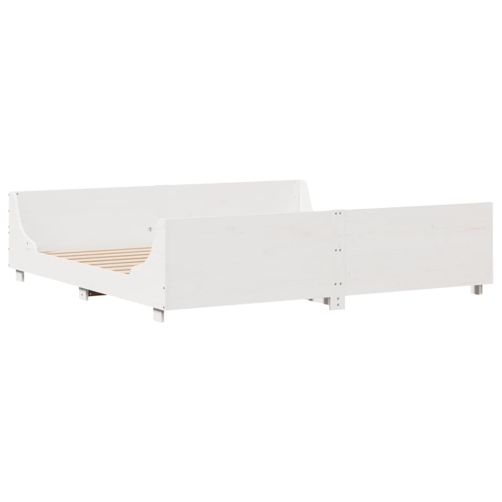 vidaXL Cadru de pat fără saltea, alb, 200x200 cm, lemn masiv pin