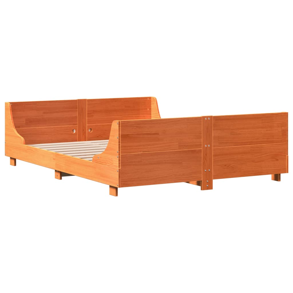 vidaXL Cadru de pat fără saltea, maro ceruit 150x200 cm lemn masiv pin vidaXL Cadru de pat fără saltea, maro ceruit 150x200 cm lemn masiv pin