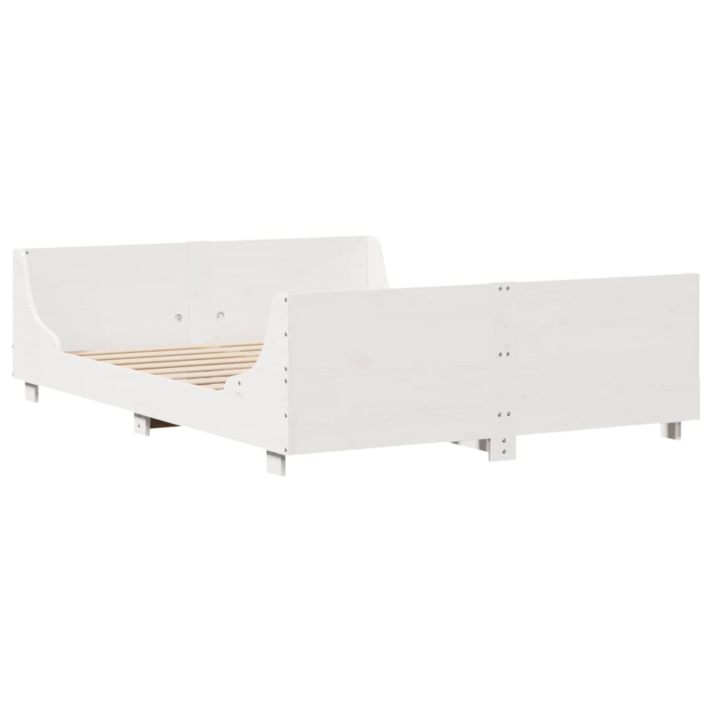 vidaXL Cadru de pat fără saltea, alb, 120x200 cm, lemn masiv pin vidaXL Cadru de pat fără saltea, alb, 120x200 cm, lemn masiv pin