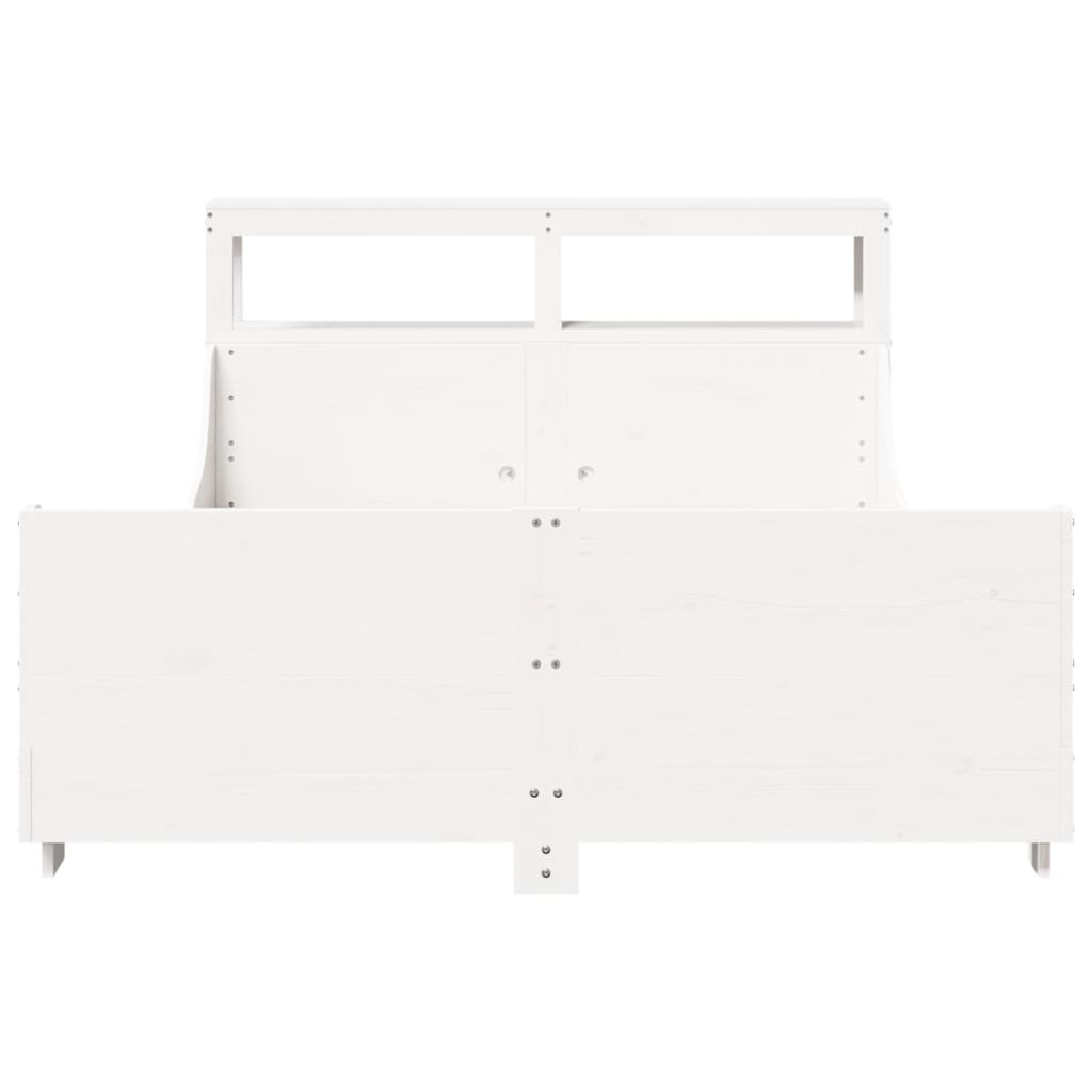 vidaXL Cadru de pat fără saltea, alb, 140x190 cm, lemn masiv de pin vidaXL Cadru de pat fără saltea, alb, 140x190 cm, lemn masiv de pin