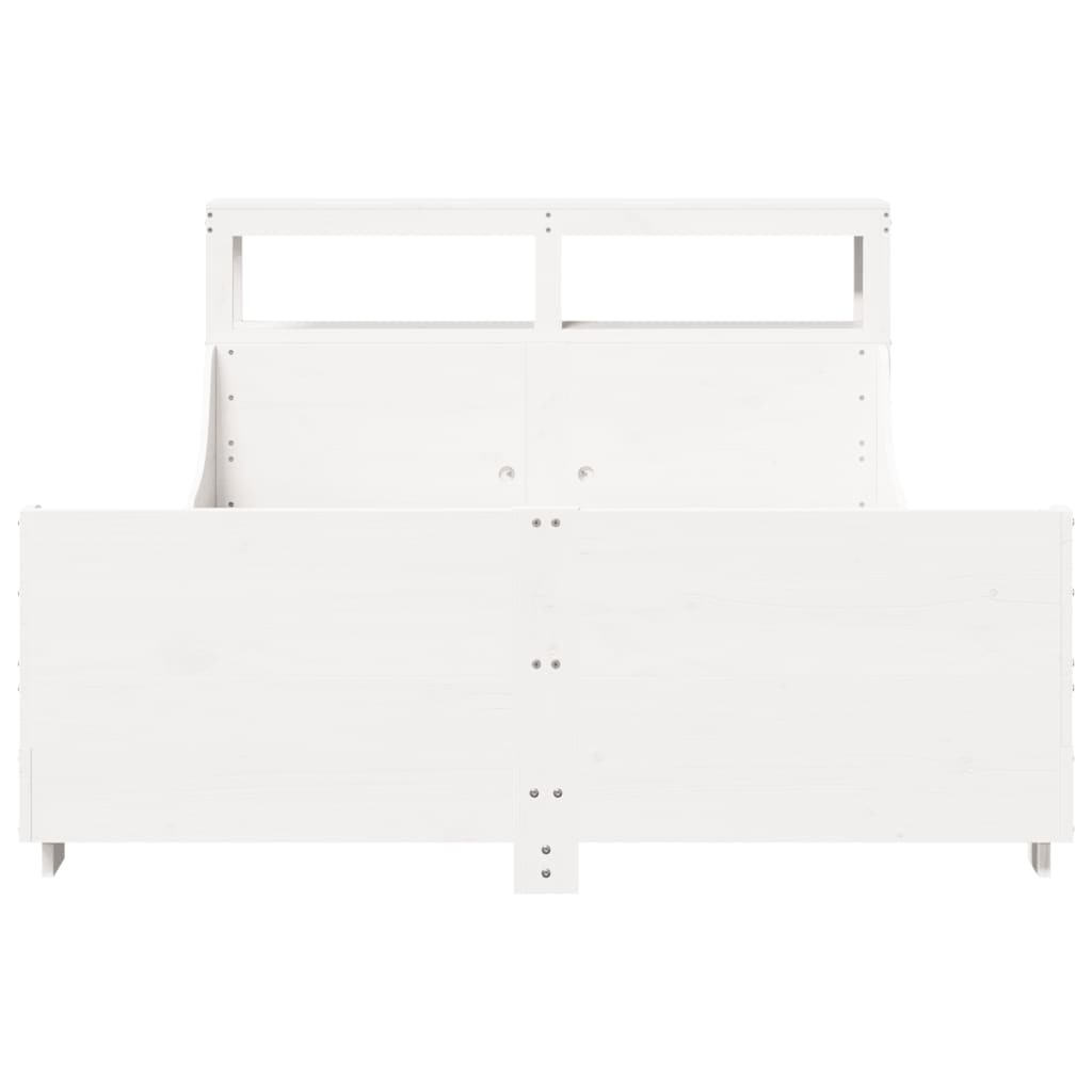 vidaXL Cadru de pat fără saltea, alb, 135x190 cm, lemn masiv de pin vidaXL Cadru de pat fără saltea, alb, 135x190 cm, lemn masiv de pin