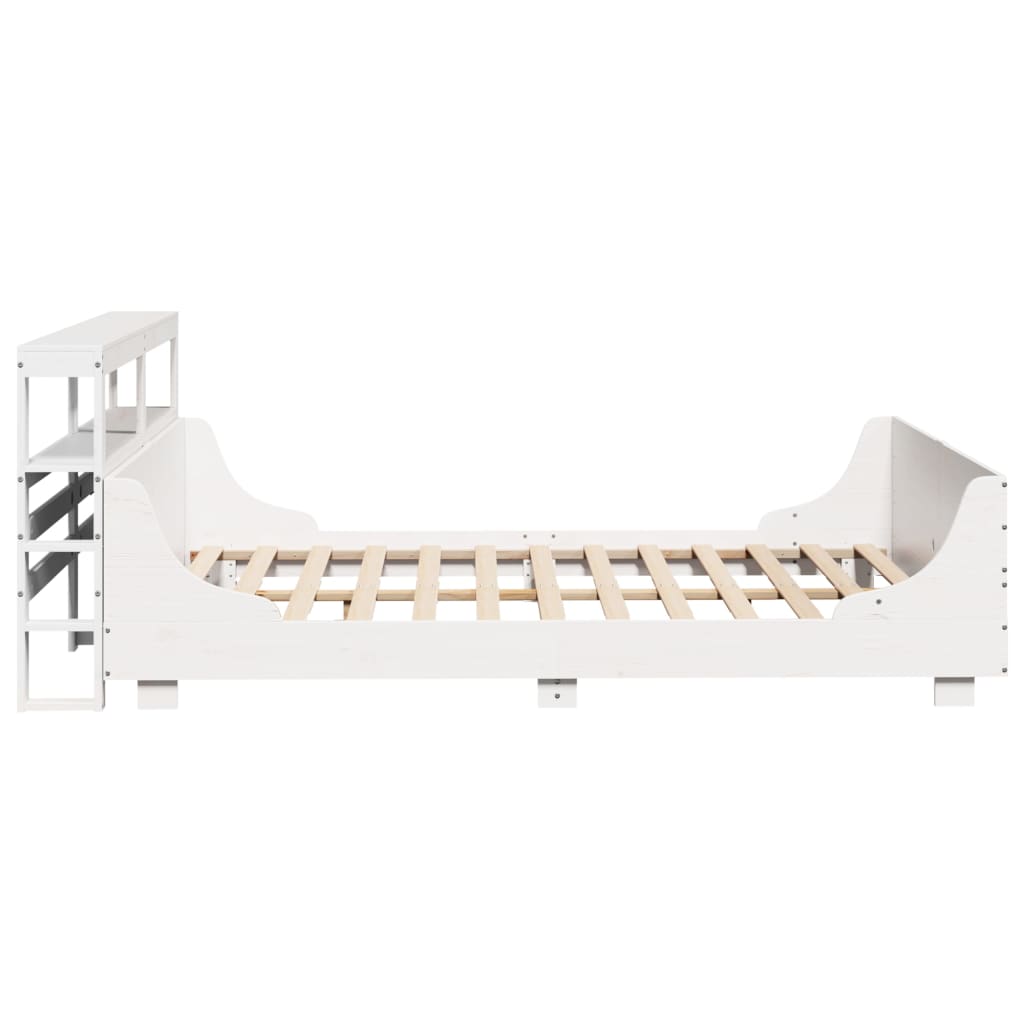 vidaXL Cadru de pat fără saltea, alb, 135x190 cm, lemn masiv de pin vidaXL Cadru de pat fără saltea, alb, 135x190 cm, lemn masiv de pin