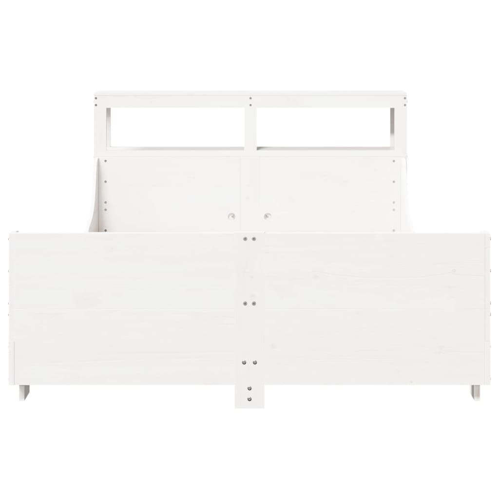 vidaXL Cadru de pat fără saltea, alb, 120x190 cm, lemn masiv pin