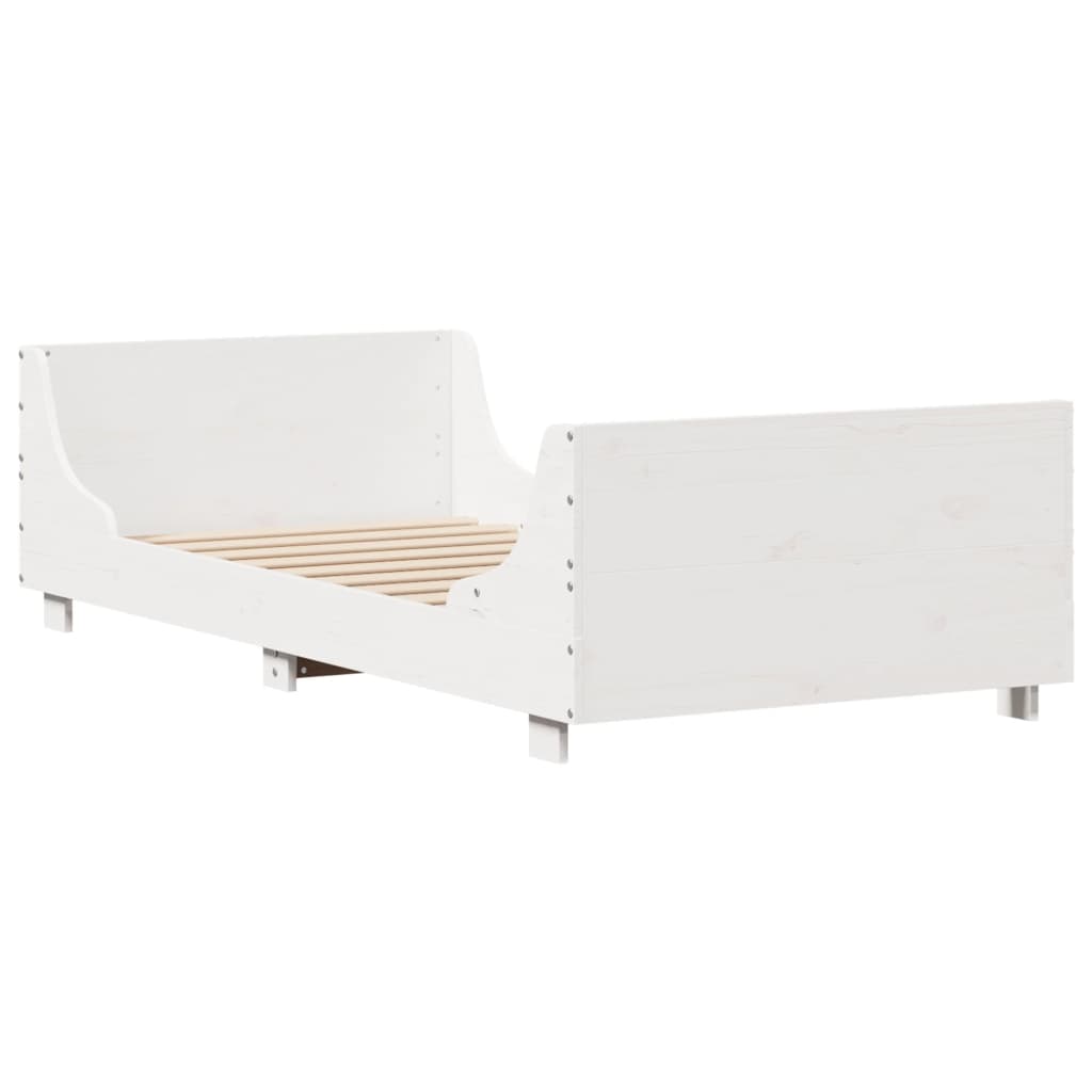 vidaXL Cadru de pat fără saltea, alb, 75x190 cm, lemn masiv de pin