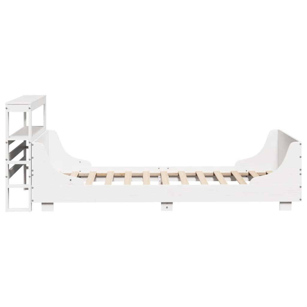 vidaXL Cadru de pat fără saltea, alb, 75x190 cm, lemn masiv de pin
