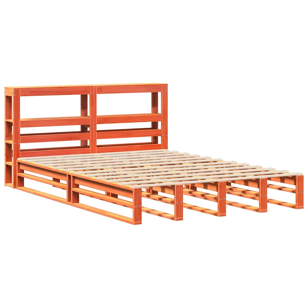 vidaXL Cadru de pat fără saltea, maro ceruit 140x200 cm lemn masiv pin vidaXL Cadru de pat fără saltea, maro ceruit 140x200 cm lemn masiv pin