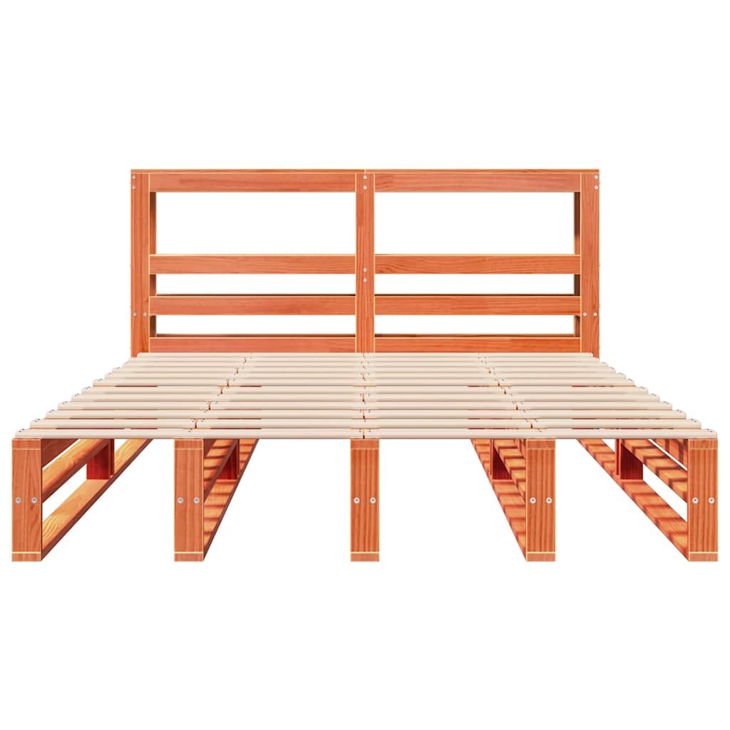 vidaXL Cadru de pat fără saltea, maro ceruit 140x200 cm lemn masiv pin vidaXL Cadru de pat fără saltea, maro ceruit 140x200 cm lemn masiv pin