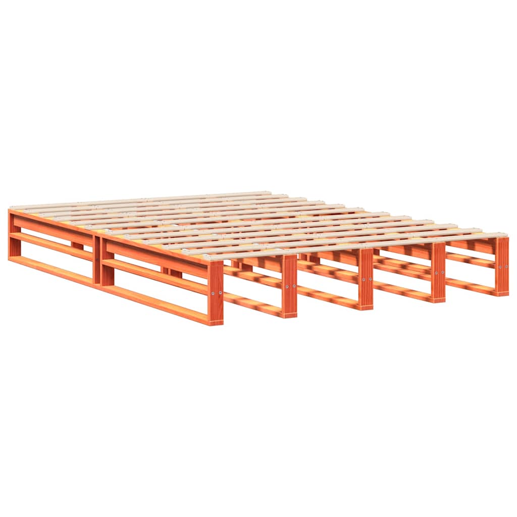 vidaXL Cadru de pat fără saltea, maro ceruit 150x200 cm lemn masiv pin vidaXL Cadru de pat fără saltea, maro ceruit 150x200 cm lemn masiv pin