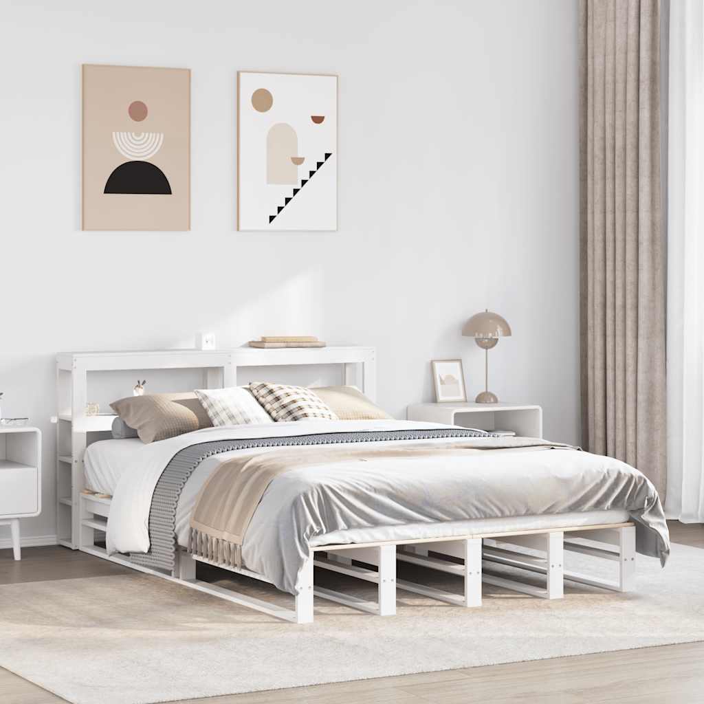 vidaXL Cadru de pat fără saltea, alb, 160x200 cm, lemn masiv pin vidaXL Cadru de pat fără saltea, alb, 160x200 cm, lemn masiv pin