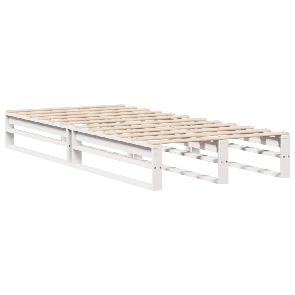 vidaXL Cadru de pat fără saltea, alb, 75x190 cm, lemn masiv de pin
