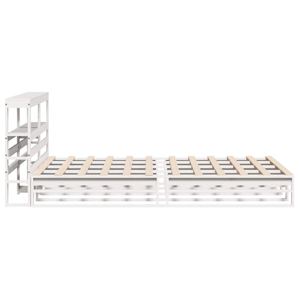 vidaXL Cadru de pat fără saltea, alb, 135x190 cm, lemn masiv de pin vidaXL Cadru de pat fără saltea, alb, 135x190 cm, lemn masiv de pin