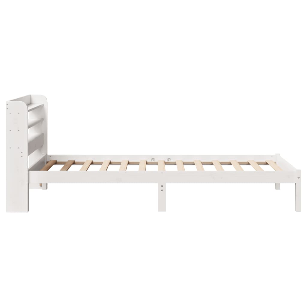 vidaXL Cadru de pat fără saltea, alb, 75x190 cm, lemn masiv de pin