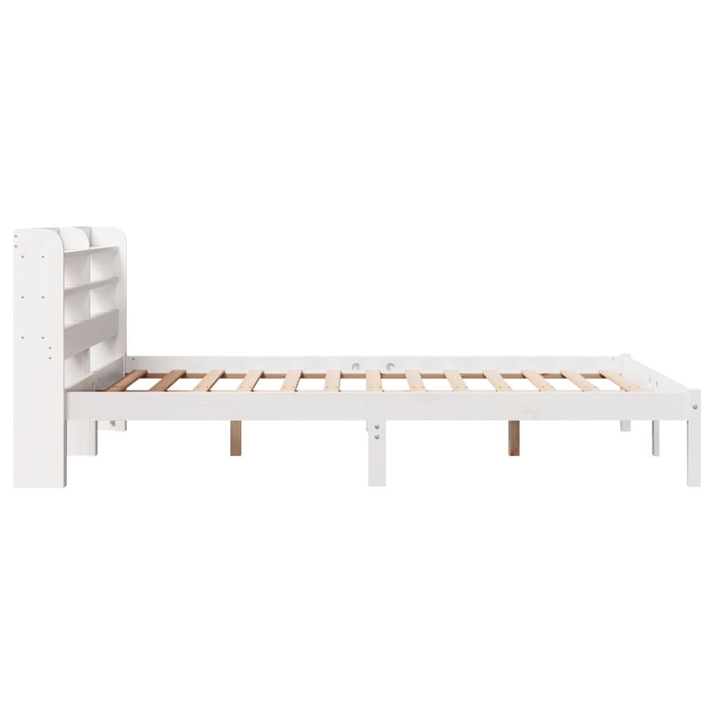 vidaXL Cadru de pat fără saltea, alb, 140x190 cm, lemn masiv de pin