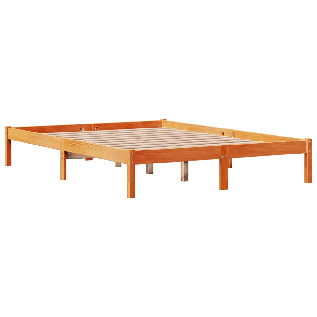 vidaXL Cadru de pat cu tăblie, maro ceruit, 160x200 cm, lemn masiv pin
