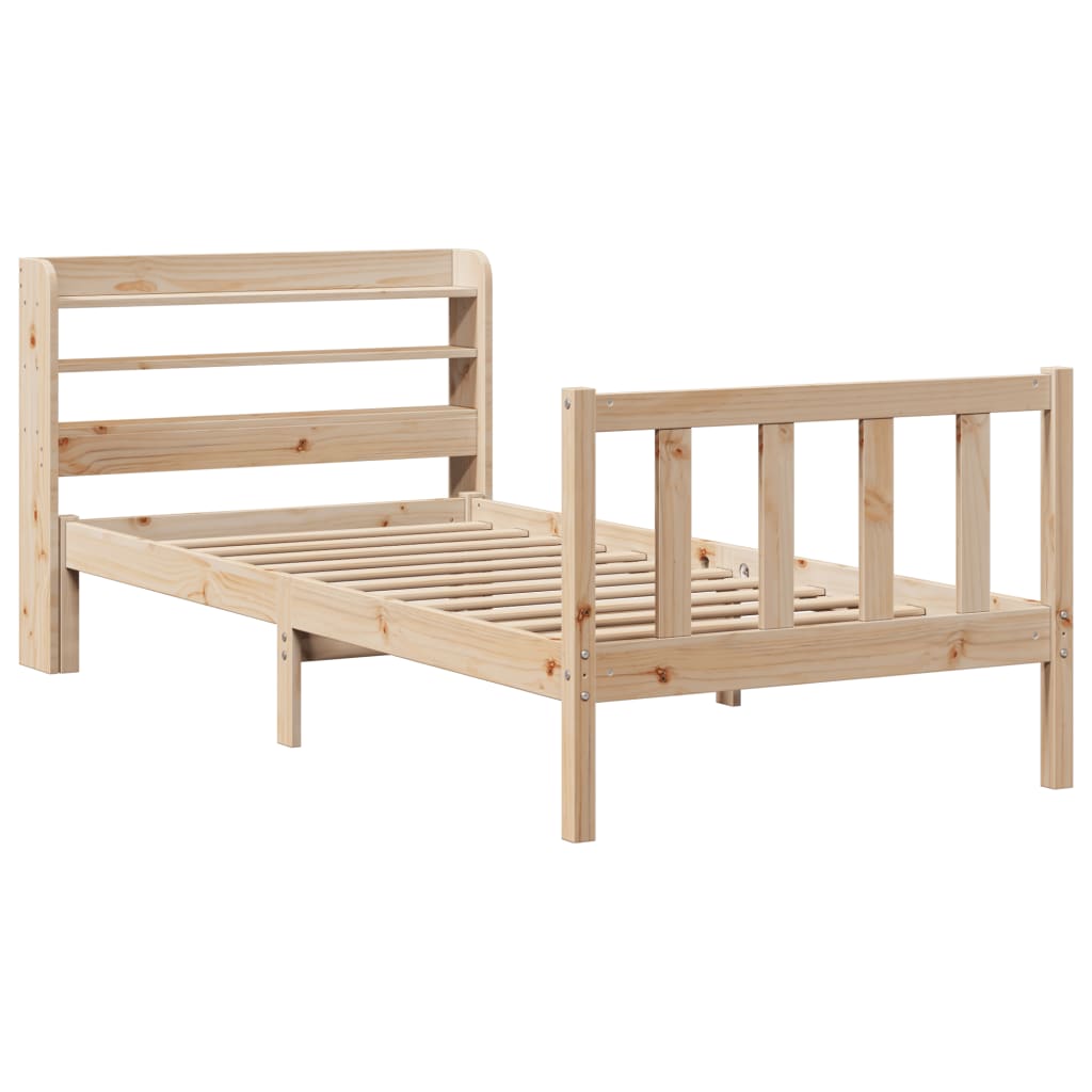 vidaXL Cadru de pat fără saltea, 75x190 cm, lemn masiv de pin