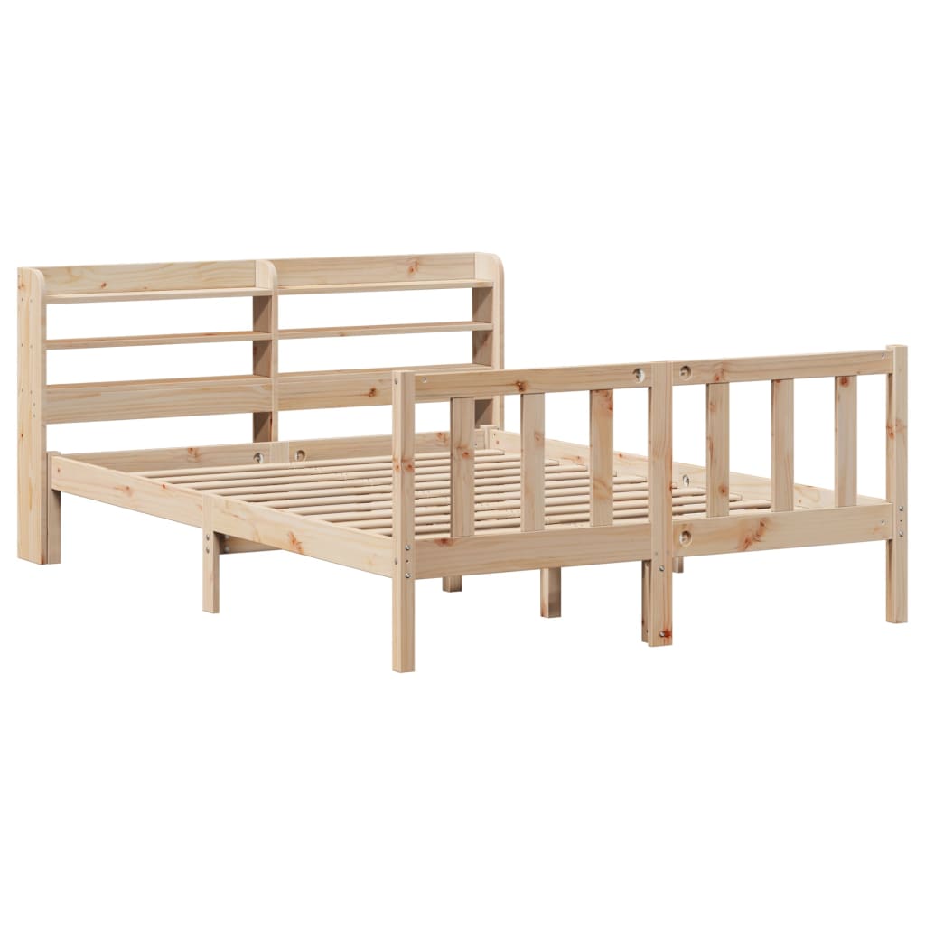 vidaXL Cadru de pat fără saltea, 135x190 cm, lemn masiv de pin vidaXL Cadru de pat fără saltea, 135x190 cm, lemn masiv de pin