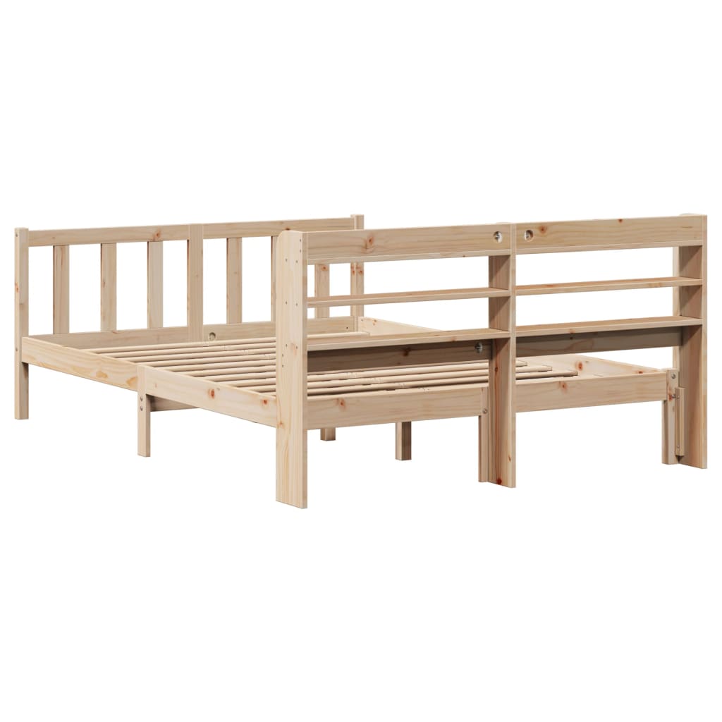 vidaXL Cadru de pat fără saltea, 135x190 cm, lemn masiv de pin vidaXL Cadru de pat fără saltea, 135x190 cm, lemn masiv de pin