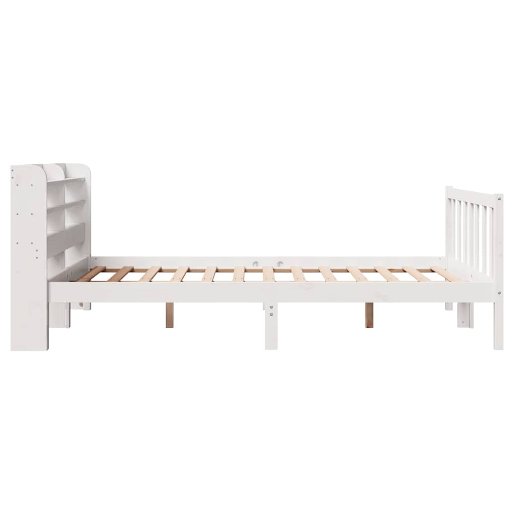 vidaXL Cadru de pat fără saltea, alb, 140x190 cm, lemn masiv de pin