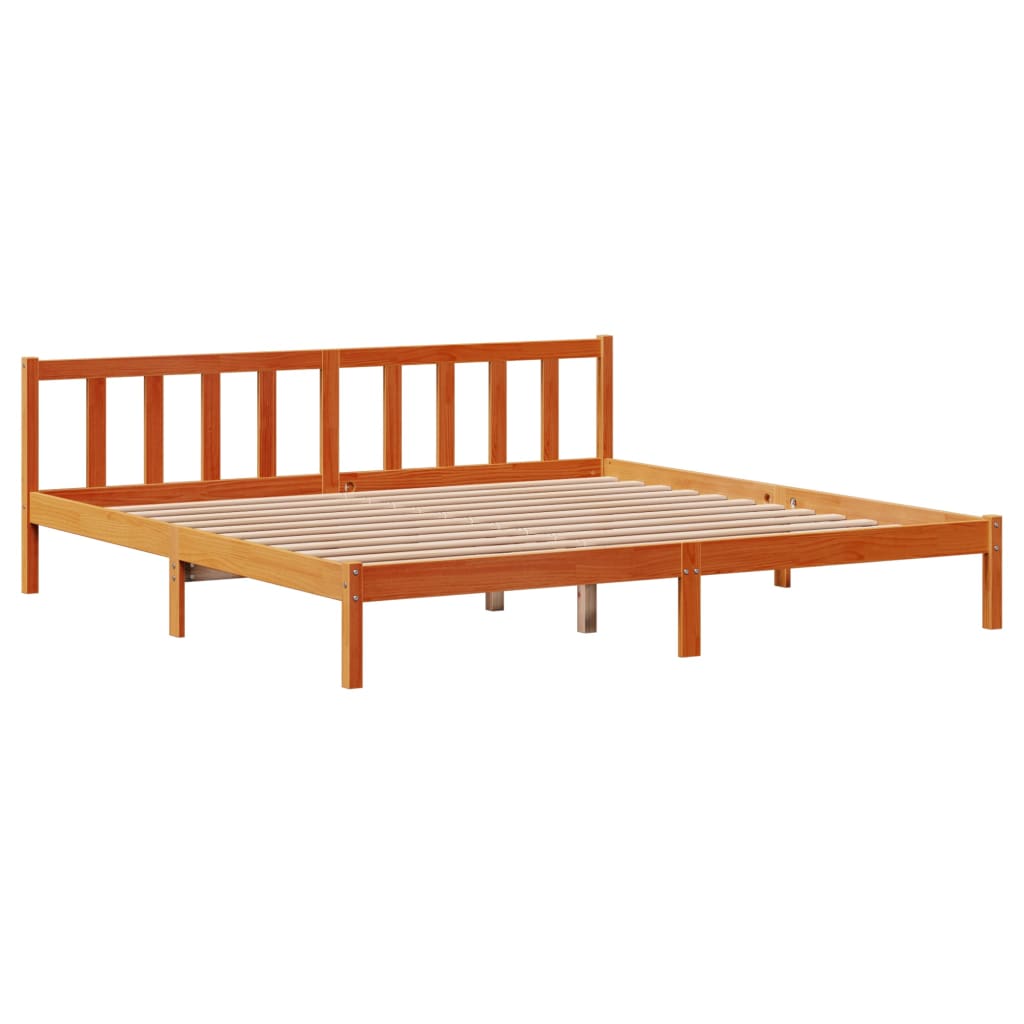 vidaXL Cadru de pat cu tăblie, maro ceruit, 180x200 cm, lemn masiv pin