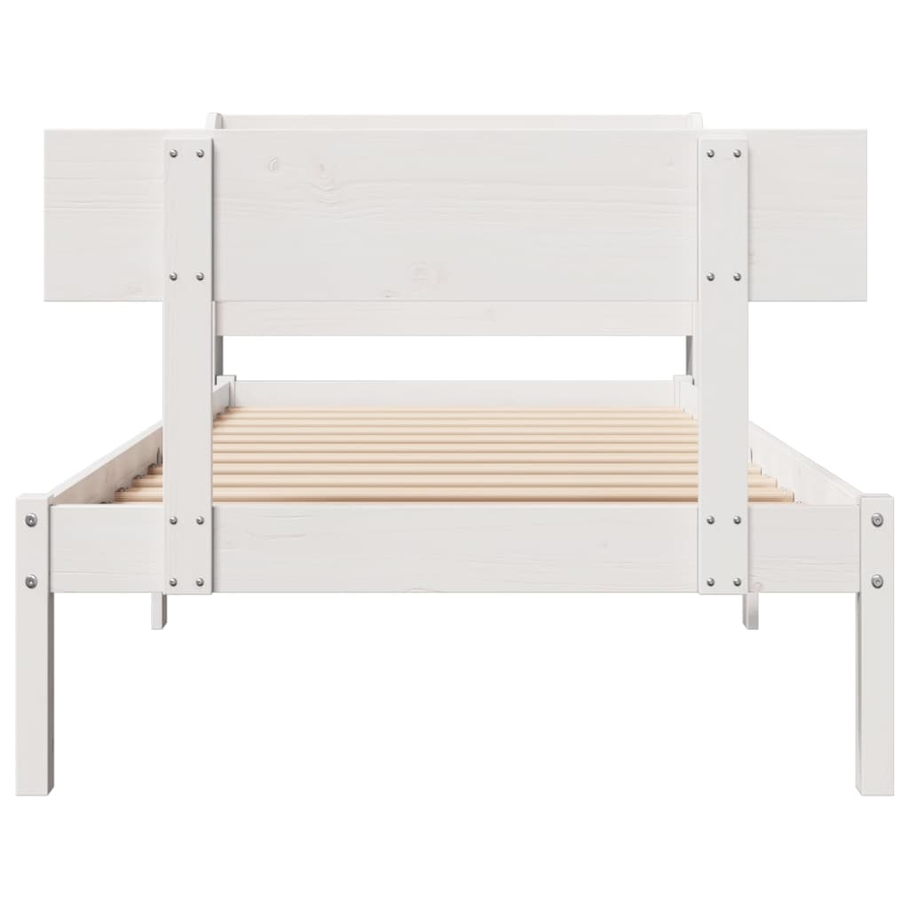 vidaXL Cadru de pat fără saltea, alb, 75x190 cm, lemn masiv de pin