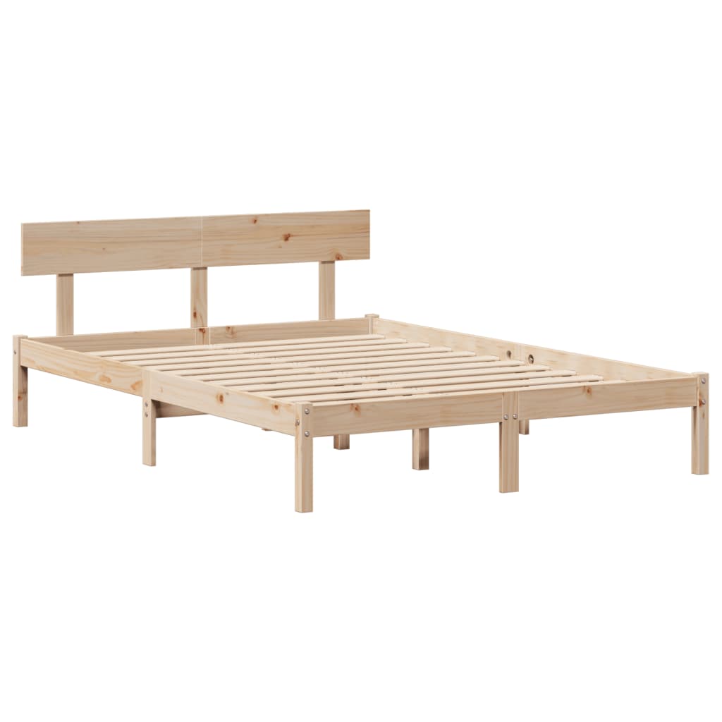 vidaXL Cadru de pat fără saltea, 140x190 cm, lemn masiv de pin