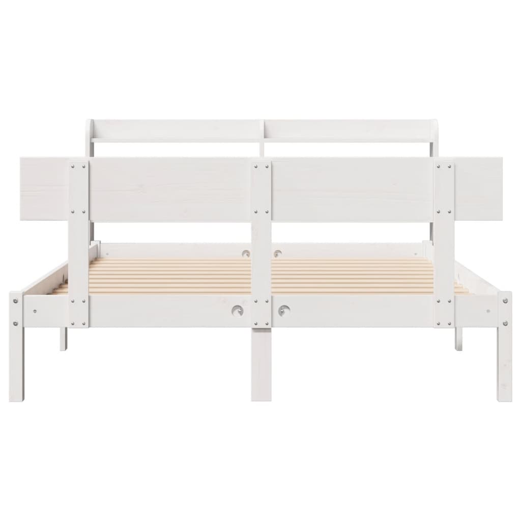 vidaXL Cadru de pat fără saltea, alb, 140x190 cm, lemn masiv de pin vidaXL Cadru de pat fără saltea, alb, 140x190 cm, lemn masiv de pin