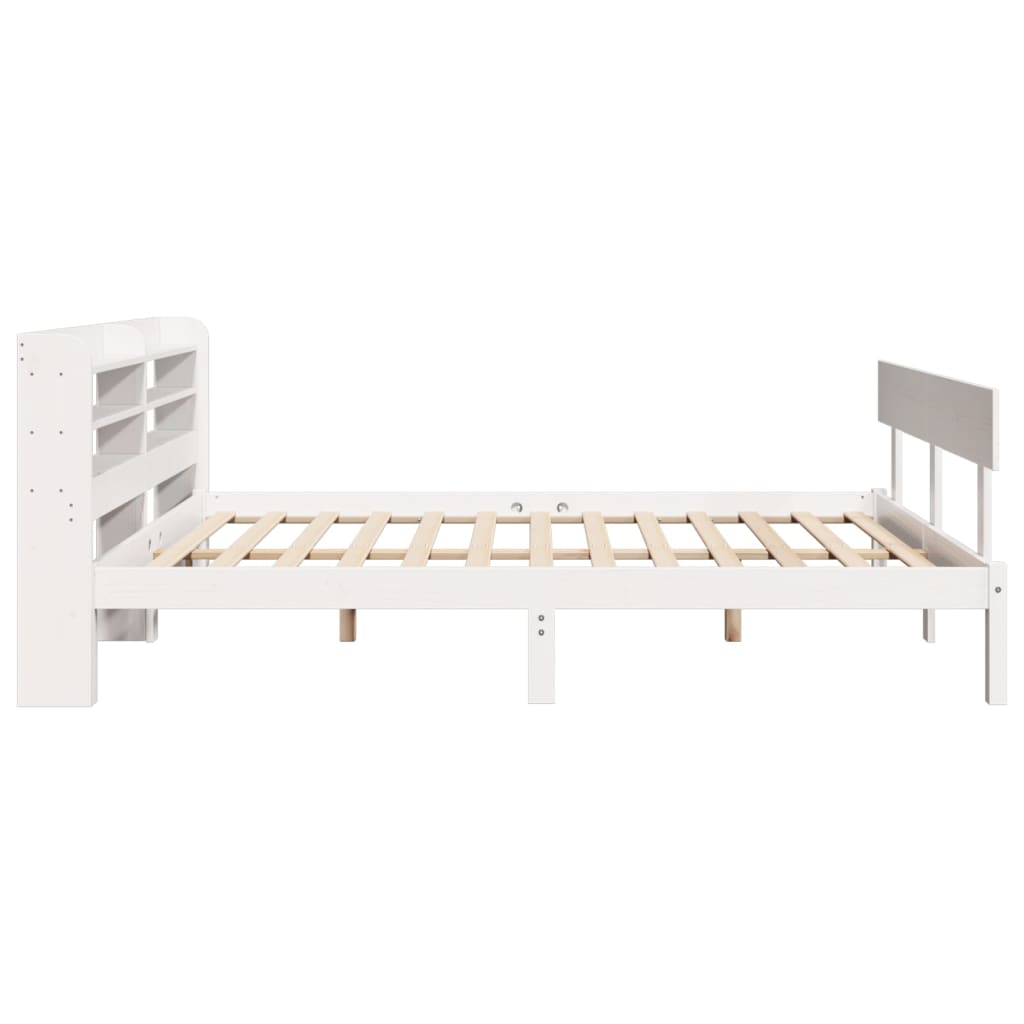 vidaXL Cadru de pat fără saltea, alb, 140x190 cm, lemn masiv de pin vidaXL Cadru de pat fără saltea, alb, 140x190 cm, lemn masiv de pin