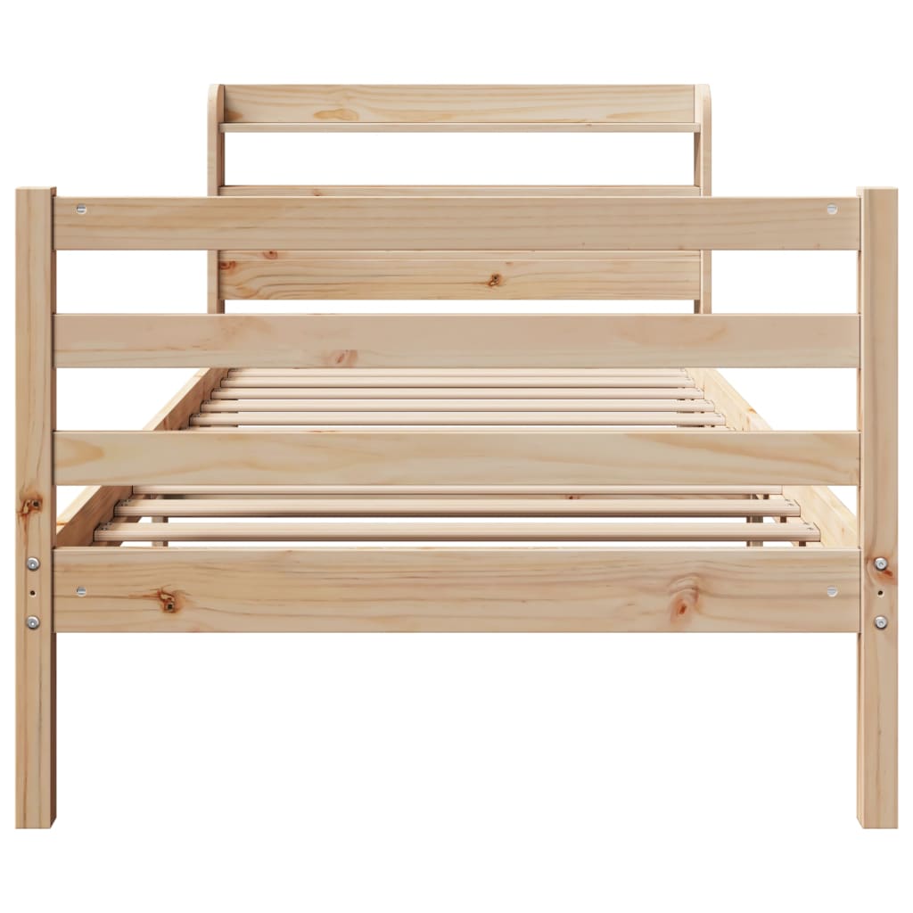 vidaXL Cadru de pat cu tăblie, 75x190 cm, lemn masiv de pin vidaXL Cadru de pat cu tăblie, 75x190 cm, lemn masiv de pin