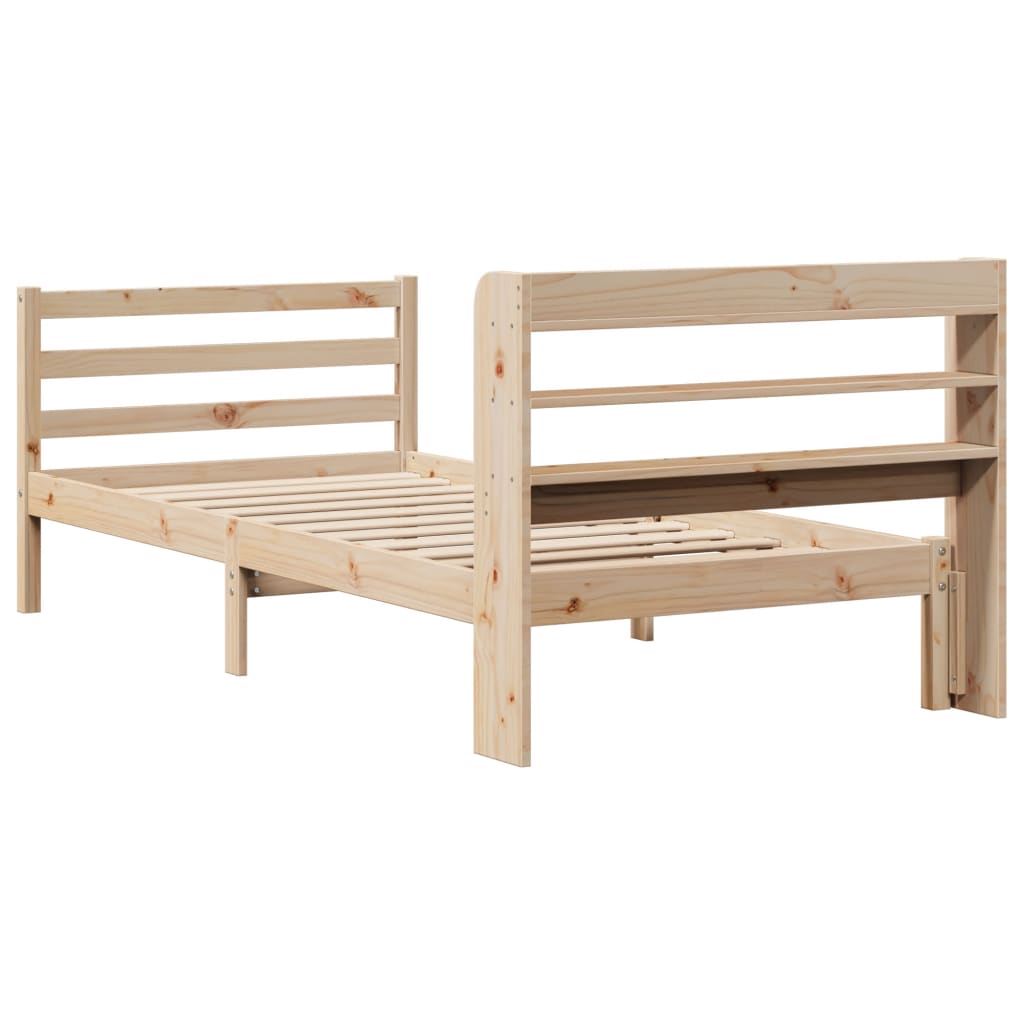 vidaXL Cadru de pat cu tăblie, 75x190 cm, lemn masiv de pin vidaXL Cadru de pat cu tăblie, 75x190 cm, lemn masiv de pin