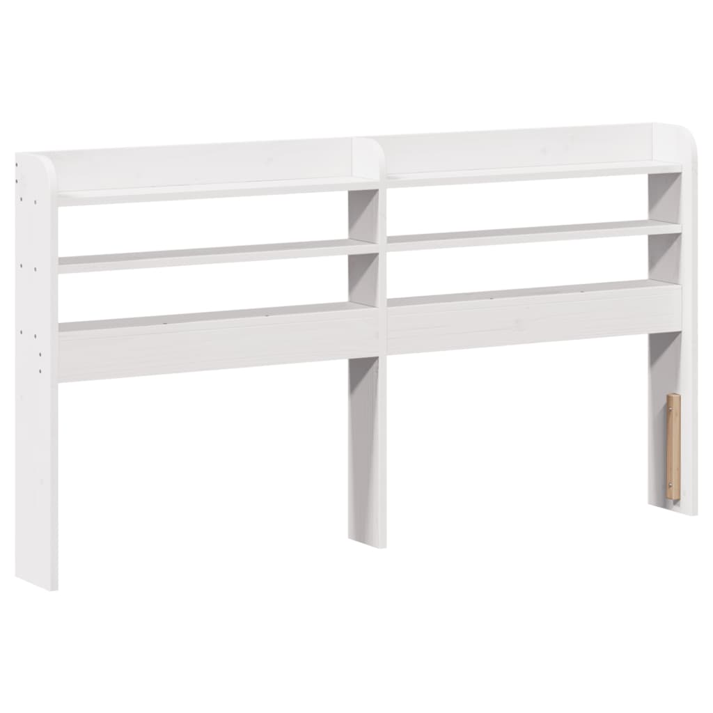 vidaXL Cadru de pat cu tăblie, alb, 135x190 cm, lemn masiv de pin