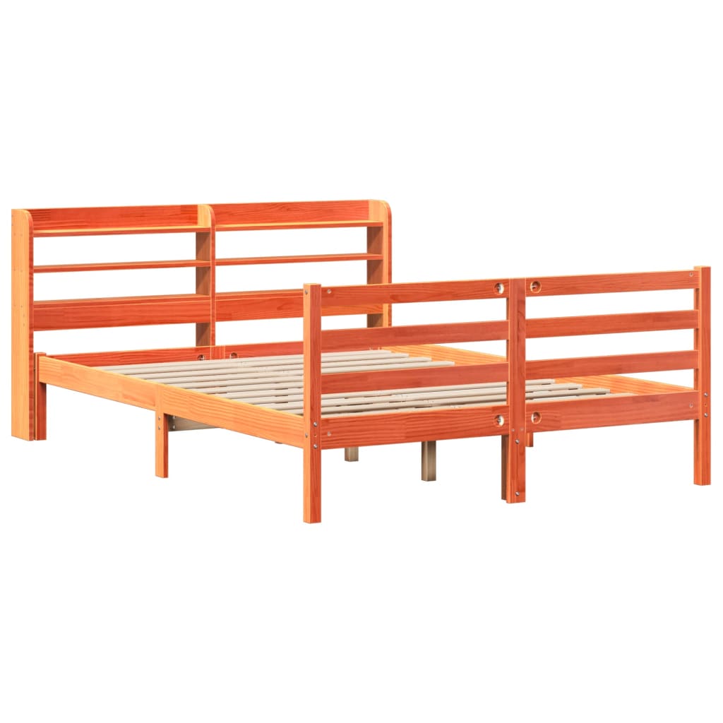 vidaXL Cadru de pat fără saltea, maro ceruit 150x200 cm lemn masiv pin vidaXL Cadru de pat fără saltea, maro ceruit 150x200 cm lemn masiv pin