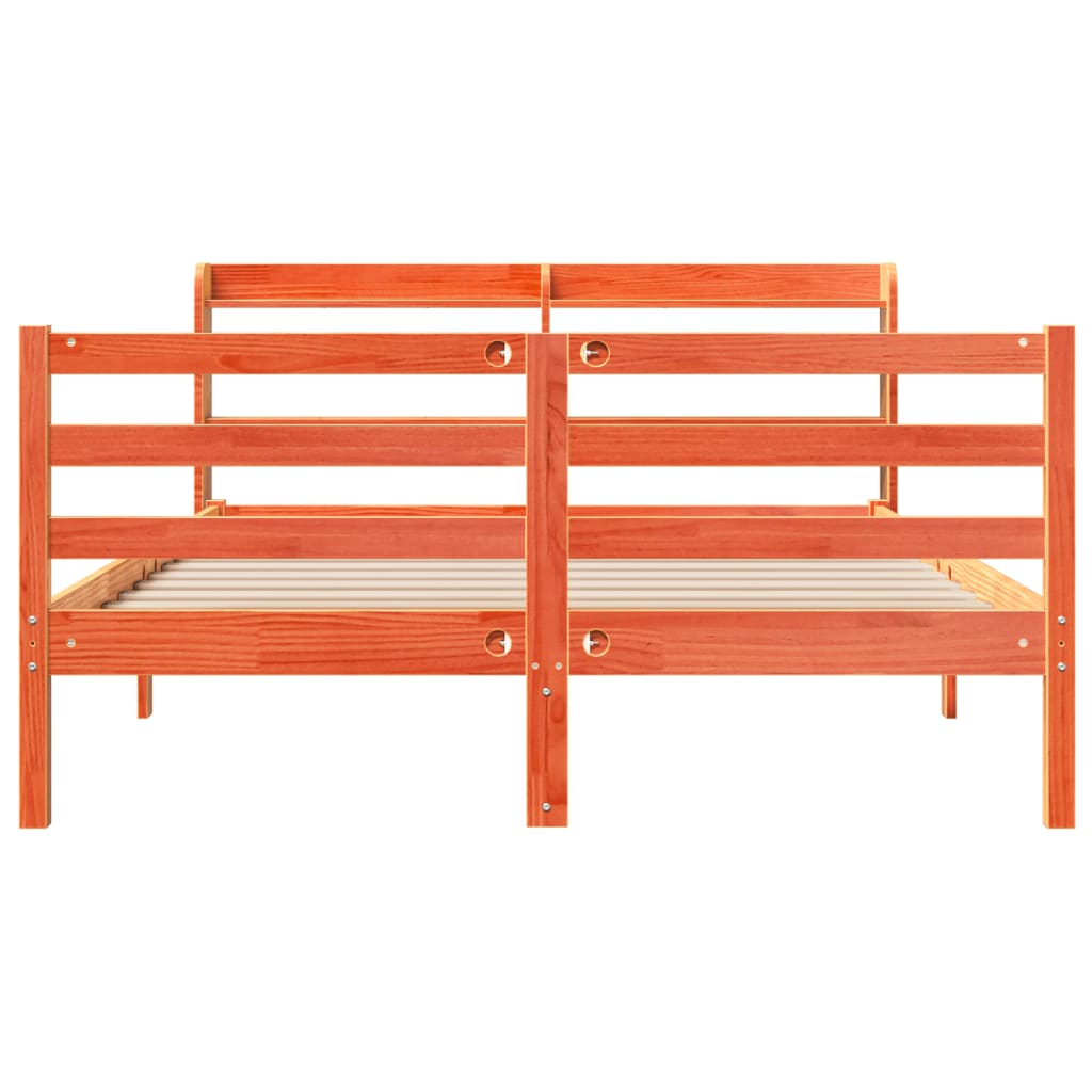 vidaXL Cadru de pat fără saltea, maro ceruit 150x200 cm lemn masiv pin vidaXL Cadru de pat fără saltea, maro ceruit 150x200 cm lemn masiv pin
