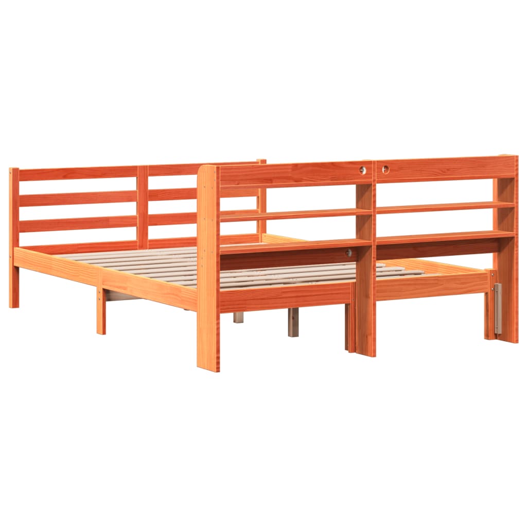 vidaXL Cadru de pat fără saltea, maro ceruit 150x200 cm lemn masiv pin vidaXL Cadru de pat fără saltea, maro ceruit 150x200 cm lemn masiv pin