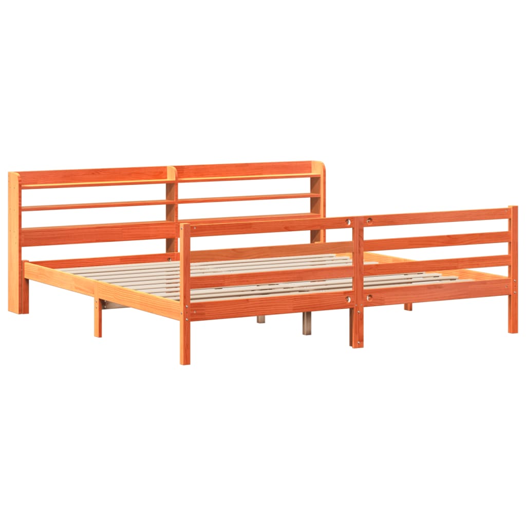 vidaXL Cadru de pat fără saltea, maro ceruit 200x200 cm lemn masiv pin vidaXL Cadru de pat fără saltea, maro ceruit 200x200 cm lemn masiv pin