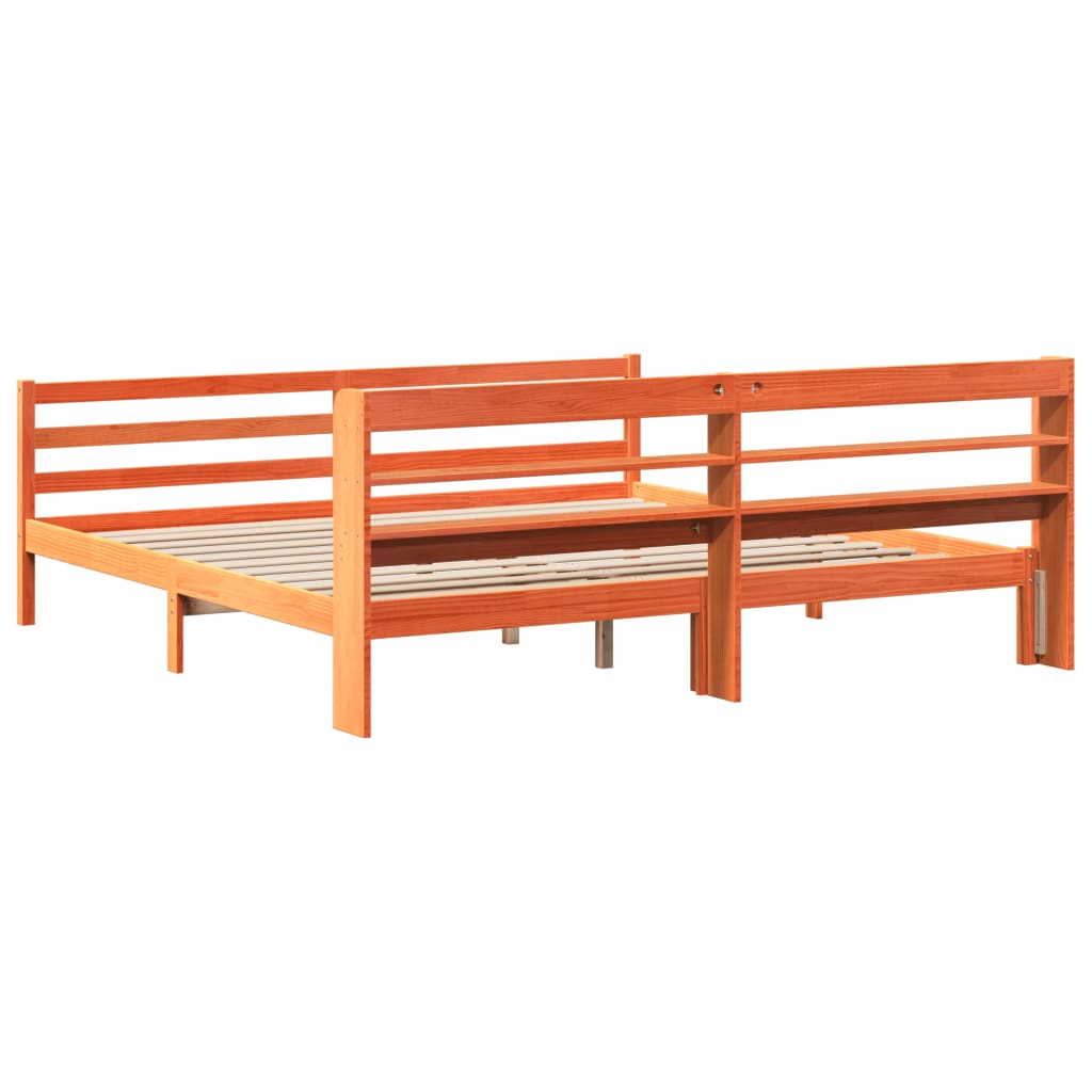 vidaXL Cadru de pat fără saltea, maro ceruit 200x200 cm lemn masiv pin vidaXL Cadru de pat fără saltea, maro ceruit 200x200 cm lemn masiv pin