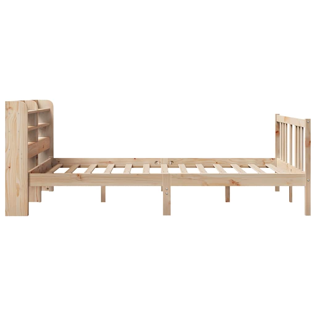 vidaXL Cadru de pat cu tăblie, 135x190 cm, lemn masiv de pin vidaXL Cadru de pat cu tăblie, 135x190 cm, lemn masiv de pin